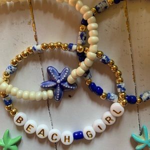 Custom Set of 3 Beach Girl Bracelet Stack